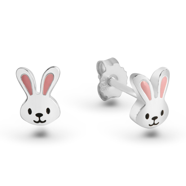 Ohrstecker Hase Silber 925 rhodiniert - Lackiert