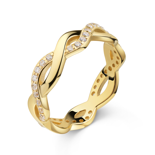 Ring Silber 925 vergoldet - 44 Zirkonia - 5,0mm breit
