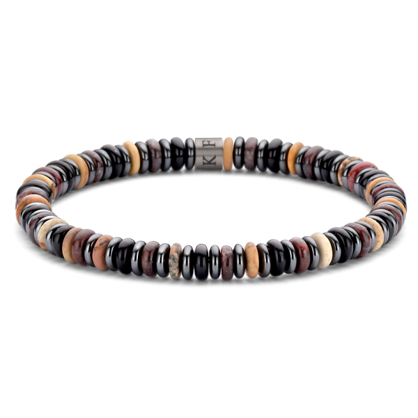 Frank 1967 Armband Achat, Hämatit und rotem Jaspis Edelstahl IPS - 6mm