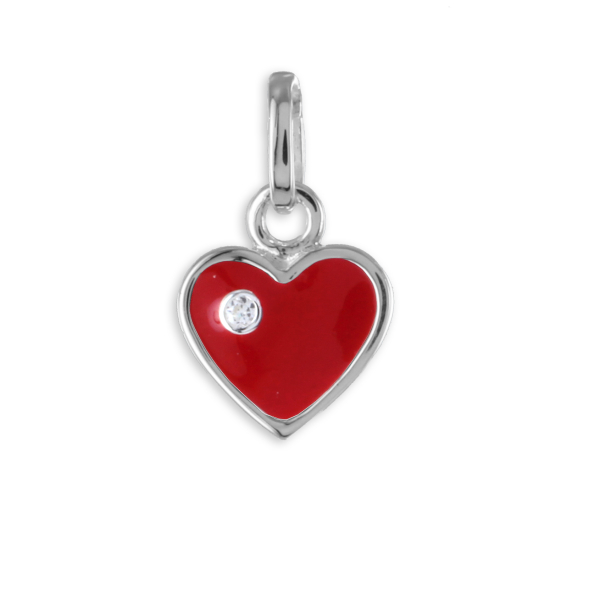 Anhänger Herz Silber 925 - Lack rot mit Straßstein
