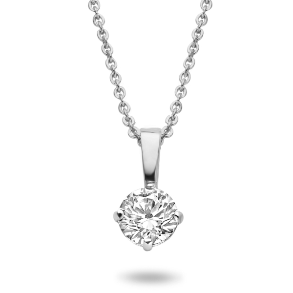 Collier mit Anhänger Zirkonia Weißgold 585 - 4mm, 4 Stotzen