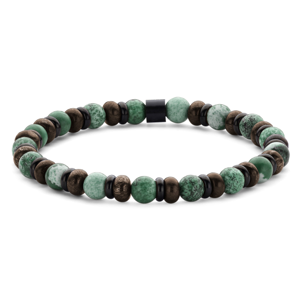Frank 1967 Armband African Türkis und Brekzienjaspis Edelstahl IPB - 6mm
