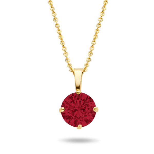 Collier mit Anhänger Zirkonia rot Gold 585 - 4mm