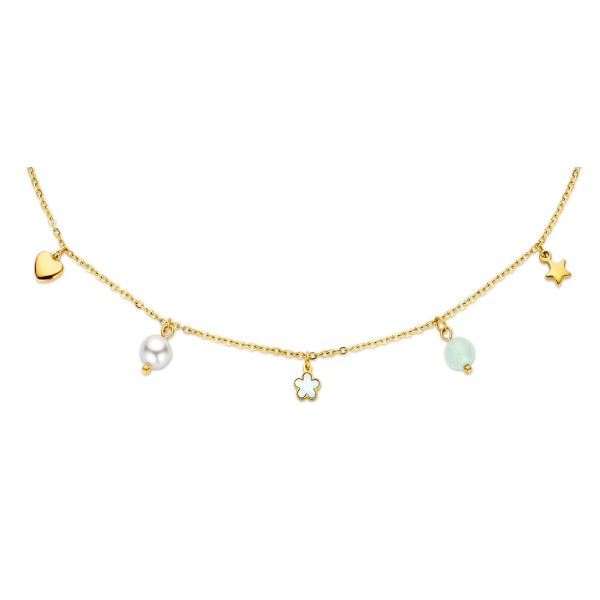Lovebird Collier mit Aventurin grün und MOP weiß Edelstahl IPG - Bild 2