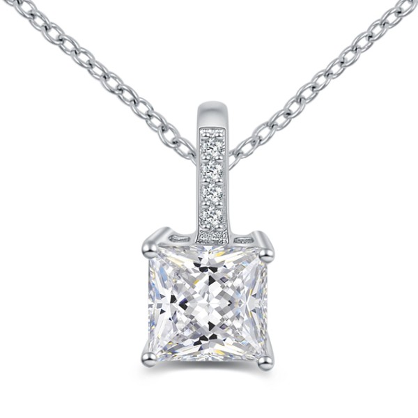 Lovebird Collier mit Zirkonia Princess Cut Silber 925 rhodiniert