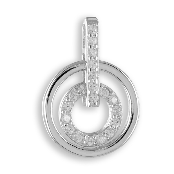 Anhänger Silber 925 rhodiniert - 21 Zirkonia - 17x12mm