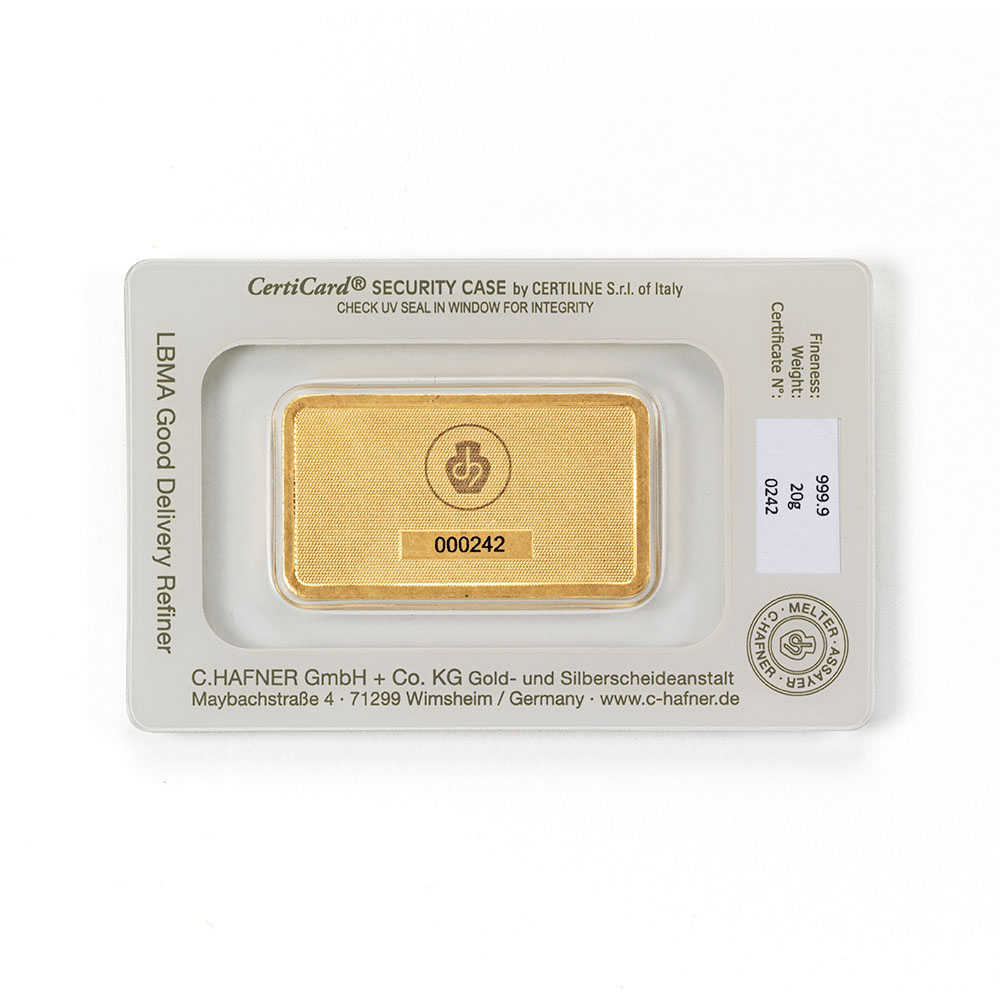 20g Goldbarren C.HAFNER - 999,9 Feingold - Neuware - Bild 3