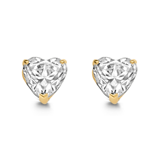 Ohrstecker Zirkonia Herz Gold 585 - 4mm - 3 Stotzen Fassung