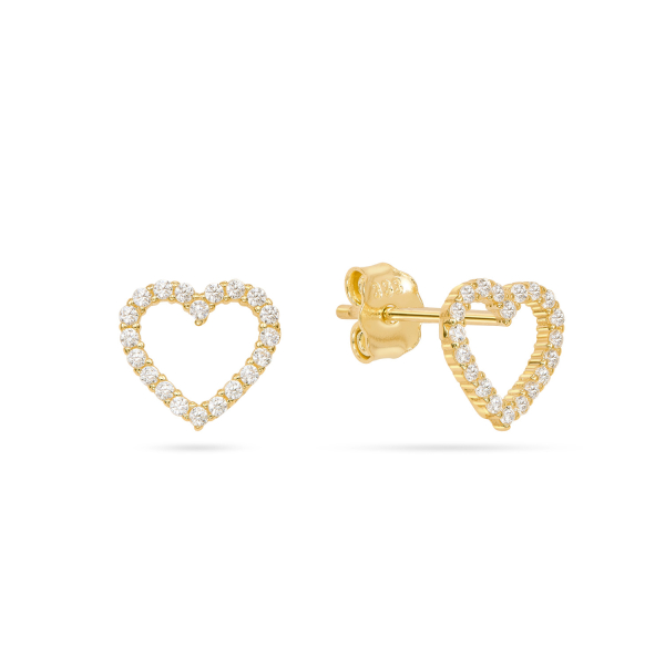 Ohrstecker Herz Gold 333 - 40 Zirkonia - 8x6mm