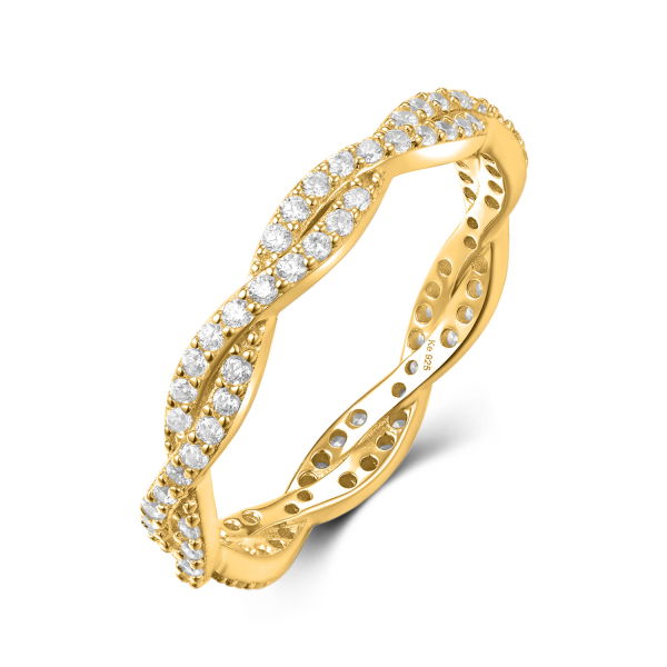 Damenring Twisted Silber 925 vergoldet - 84 Zirkonia