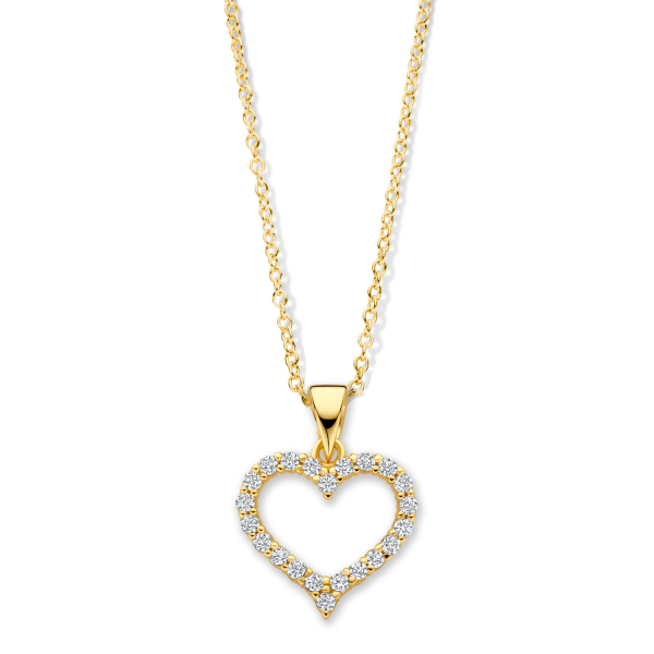 Collier mit Anhänger Herz Silber 925 vergoldet - 22 Zirkonia - Bild 2