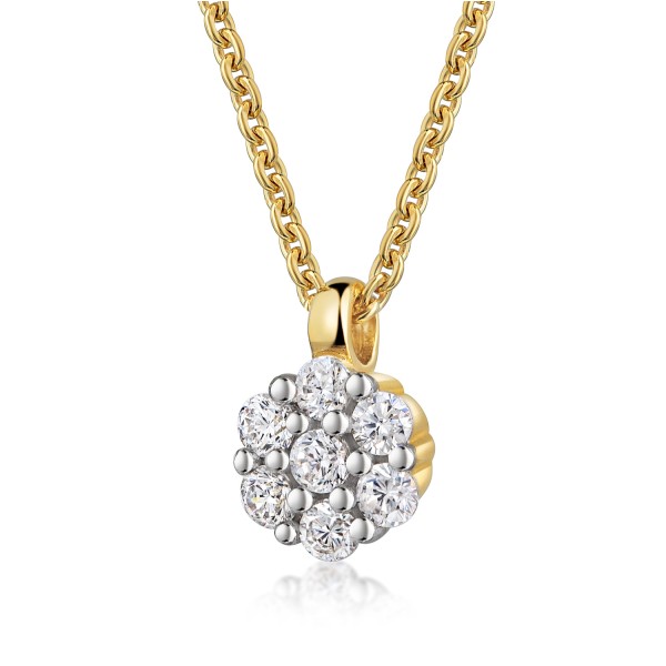 Collier Silber 925 vergoldet - Anhänger mit 7 Zirkonia - Ø 5,8mm - Recyceltes Silber