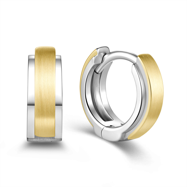Klappcreolen Silber 925 Bicolor - Ø 14mm - 4,60mm breit - Teilmattiert