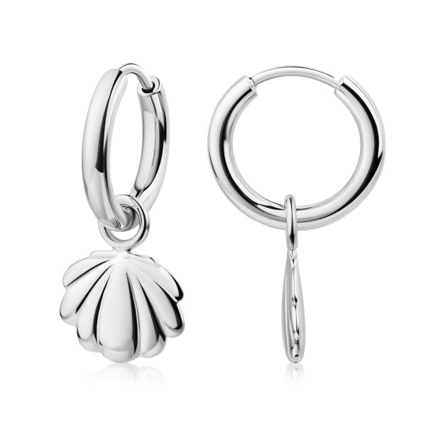Klappcreolen Muschel Silber 925 rhodiniert - Ø 12mm