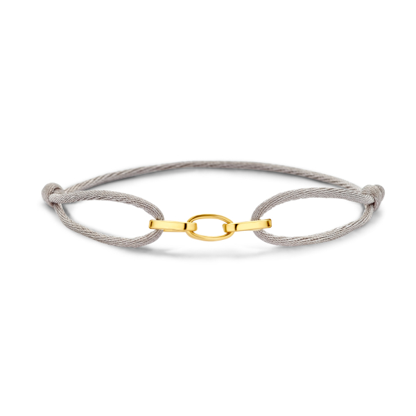 Armband Satin Grau Gold 585 - 3 Glieder