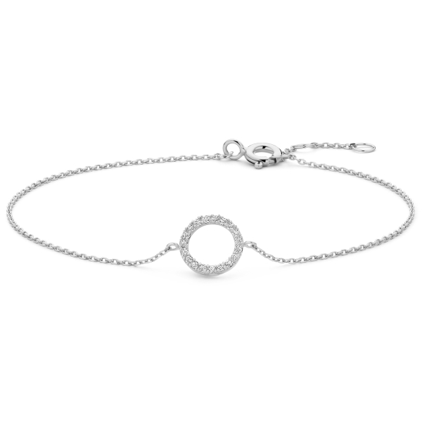 Armband Circle Weißgold 585 - Zirkonia - Ankerkette