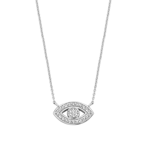 Collier mit Auge Silber 925 rhodiniert - 27 Zirkonia - Bild 2