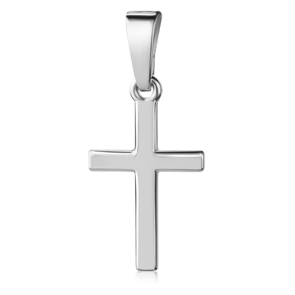 Anhänger Kreuz Silber 925 rhodiniert - Glänzend - 13mm