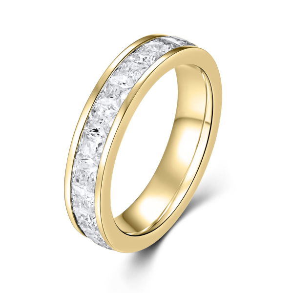 Damenring Silber 925 vergoldet - 23 Zirkonia - Princess-Schliff
