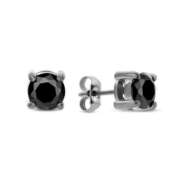 Frank 1967 Ohrstecker Edelstahl - Zirkonia schwarz Ø 6mm