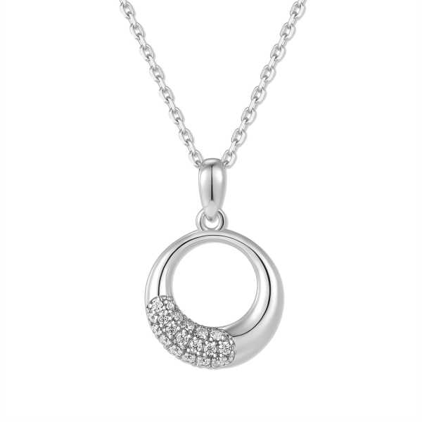 Collier Anhänger Zirkonia Silber 925 rhodiniert - Anhänger 12mm rund