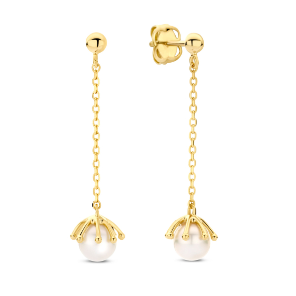 Ohrstecker Süßwasser-Zuchtperle Gold 585 - Perle 4,0mm - Behang 23mm