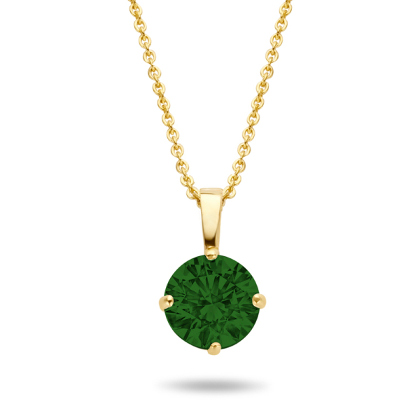 Collier mit Anhänger Zirkonia grün Gold 585 - 4mm
