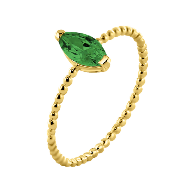 Damenring Zirkonia Grün Gold 585 - 8x4mm