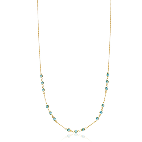 Collier Silber 925 vergoldet - 15 blaue Zirkonia - Recyceltes Silber - Bild 2