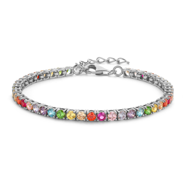 Tennisarmband Zirkonia multicolor Silber 925 rhodiniert - 3mm