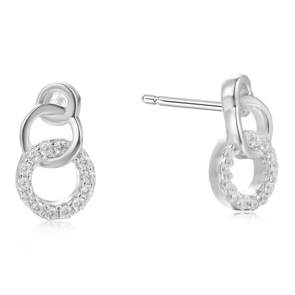 Ohrstecker Silber 925 rhodiniert - 26 Zirkonia - 10,4x6,1mm
