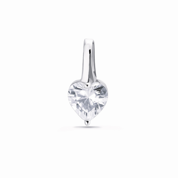 Anhänger Herz Silber 925 rhodiniert - Zirkonia weiß - 5,9x4,9mm