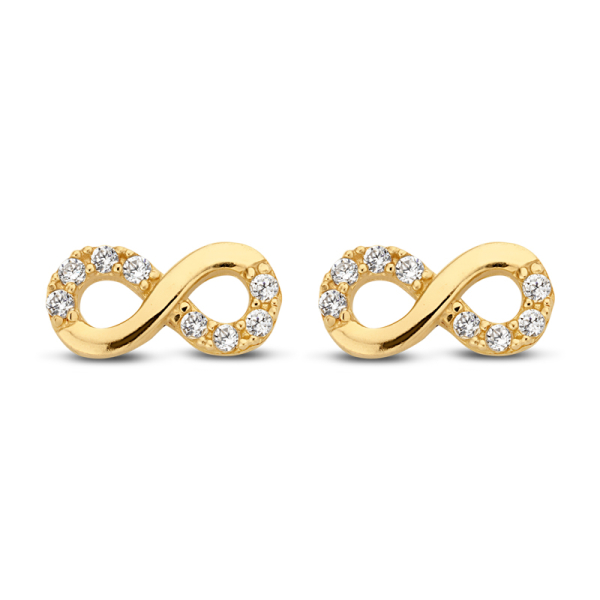 Ohrstecker Infinity Gold 585 - 16 Zirkonia - 4x8mm