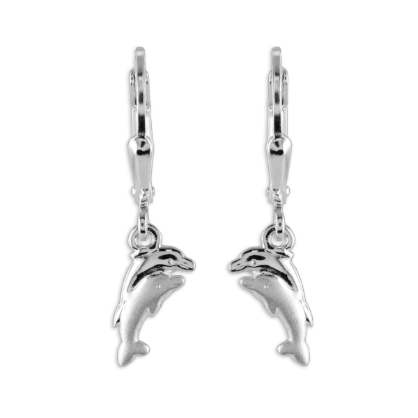 Ohrhänger Delphine Silber 925 - Teilmatt - 11x5mm