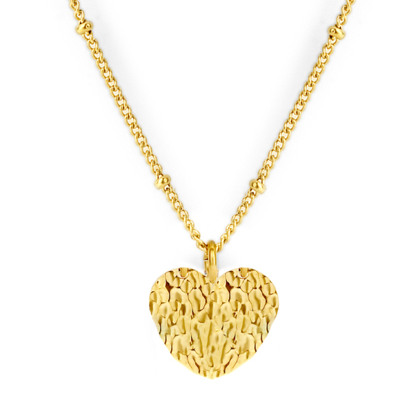 Lovebird Collier mit Herz gehämmert Edelstahl IPG - 40+5cm