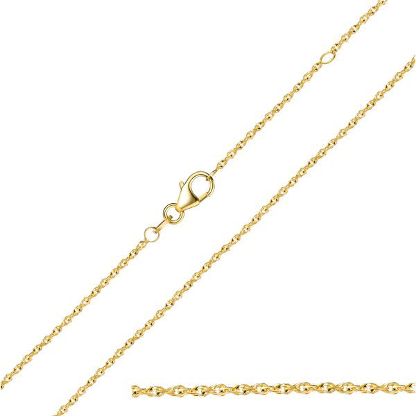 Singapurkette diamantiert Gold 750 - 1,0 mm breit - 45cm