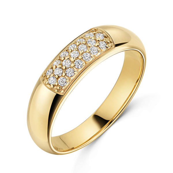 Ring Silber 925 vergoldet - 19 Zirkonia - Schiene 3,50 auf 5,00mm
