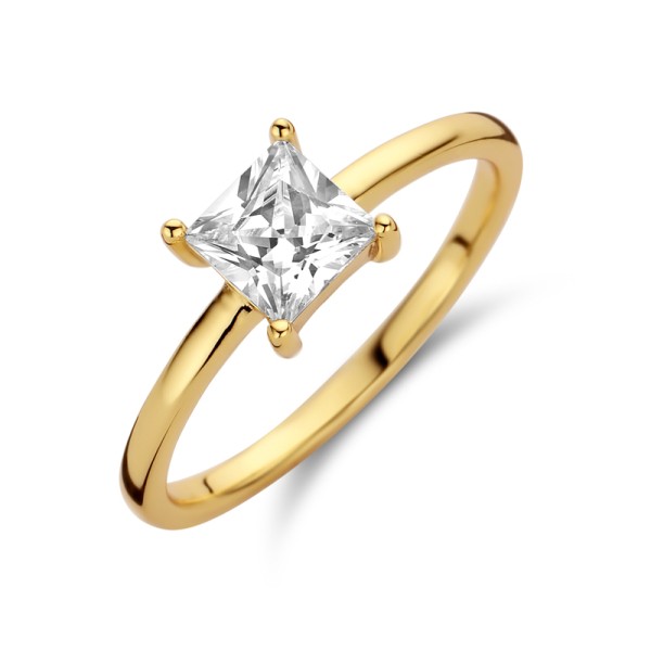 Damenring Silber 925 vergoldet - Zirkonia 5x5mm