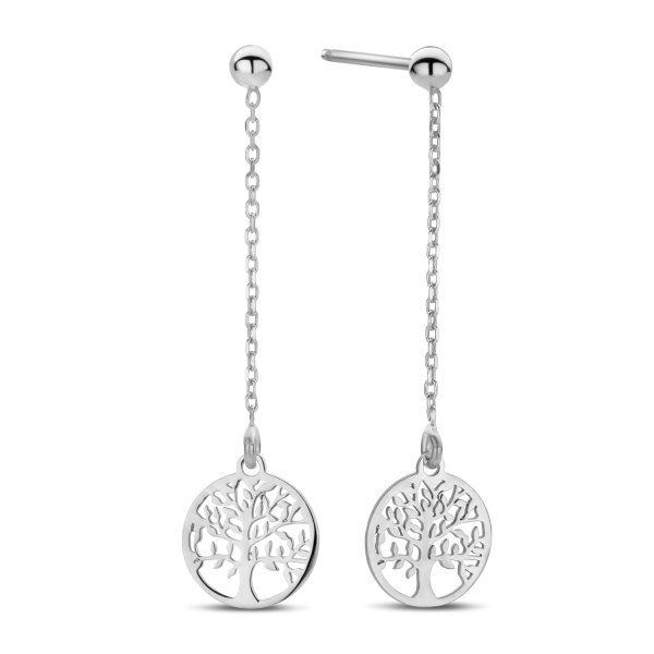 Ohrstecker Lebensbaum mit Kette Silber 925 rhodiniert