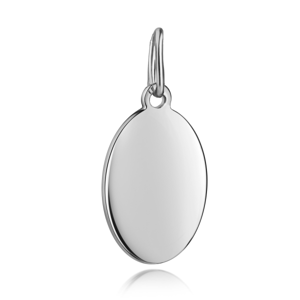 Anhänger Gravurplatte oval Edelstahl - 15x11mm