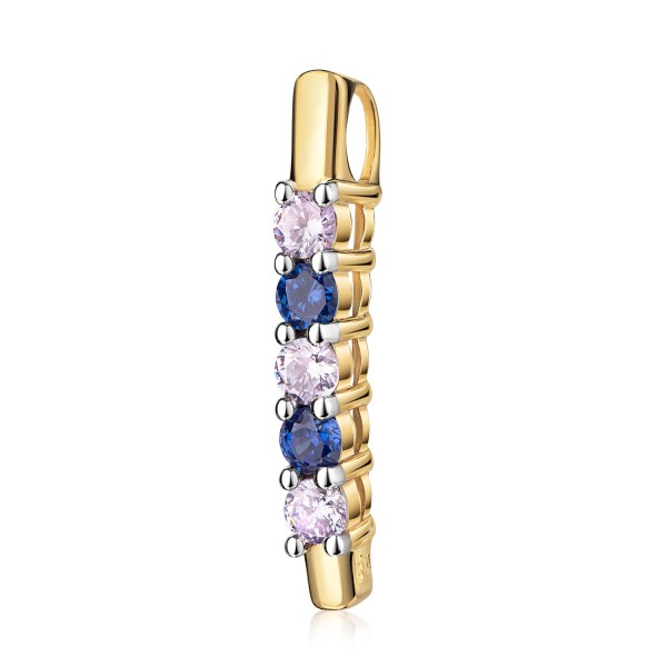 Anhänger Silber 925 vergoldet - 5 Zirkonia in Lavendel und Tansanit - Bild 2