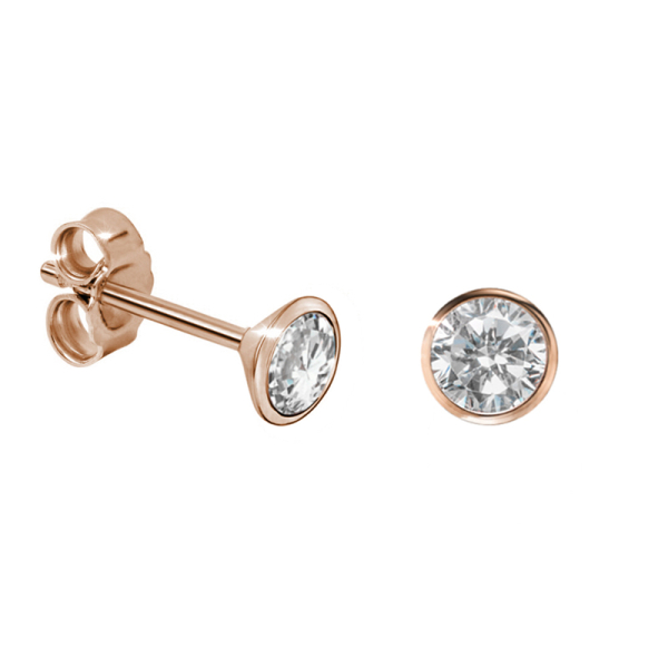 Ohrstecker Zirkonia Silber 925 rosé vergoldet - 5,0mm