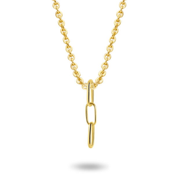 Collier mit Glieder-Anhänger Gold 585 - Kettenglieder 9,2x4,4mm
