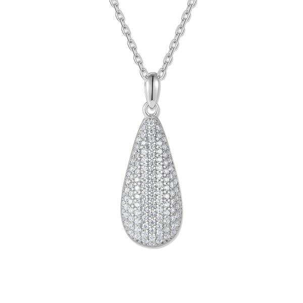 Collier Drop mit Zirkonia Silber 925 rhodiniert - Drop 19,0x9,0mm