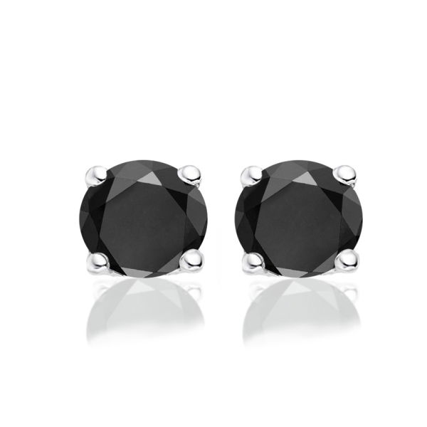 Ohrstecker mit Zirkonia schwarz Silber 925 rhodiniert - Ø 8mm