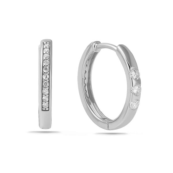 Klappcreolen wendbar Silber 925 rhodiniert - Ø 15mm - 26 Zirkonia