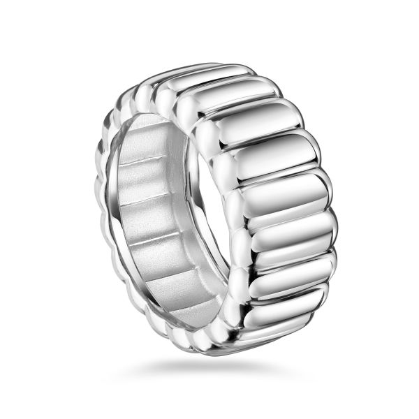 Damenring Bold Striped Silber 925 - Hochglanzpoliert - 9,2mm breit