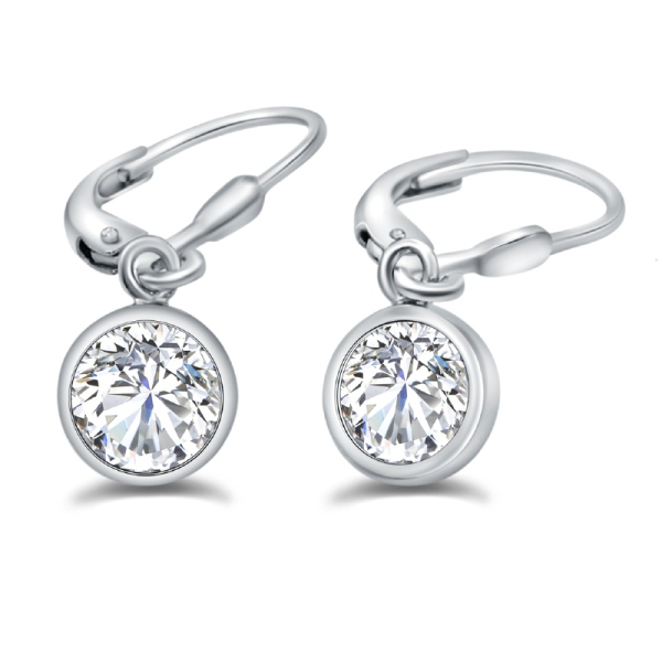 Lovebird Ohrhänger Silber 925 rhodiniert - Zirkonia 101 Facetten - 6mm
