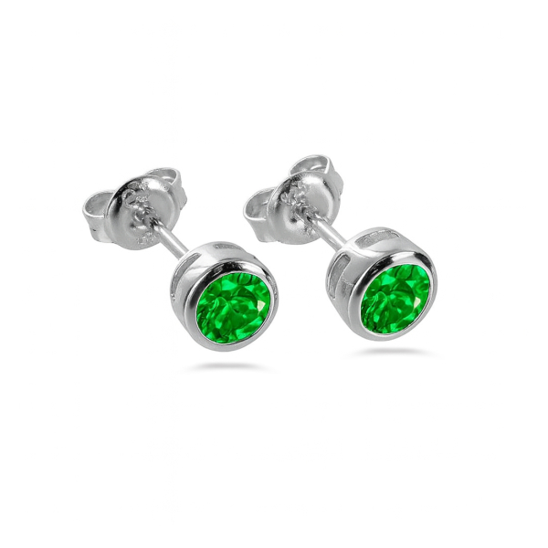 Ohrstecker Zirkonia Grün Silber 925 rhodiniert - 3,5mm