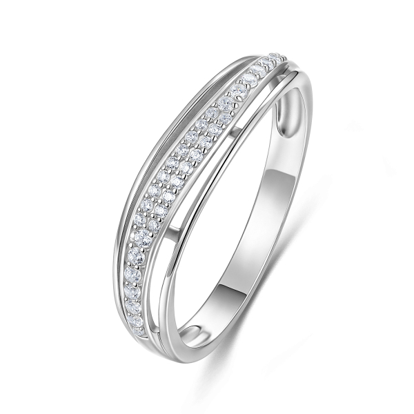 Ring Zirkonia Silber 925 rhodiniert - Hochglanz - Schiene 2,3 auf 5,3mm